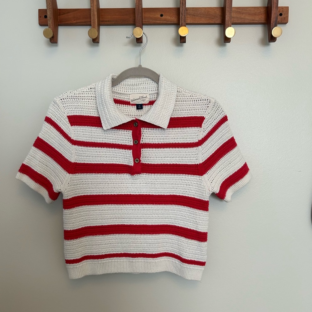 Universal Thread Red and White Striped Ladies Polo XS